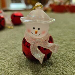 Miniature Glass Snowmen / Bell Ornaments